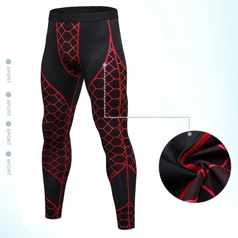 Men's Compression Run jogging Suits Grid Clothes Sports Set Long t shirt And Pants Gym Fitness workout Tights clothing 2pcs Sets