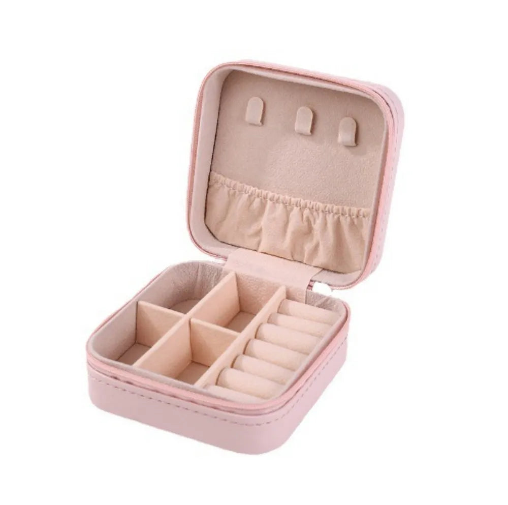 Portable Mini Jewelry Storage Box Travel Organizer Jewelry Case Leather Storage Earrings Necklace Ring Jewelry Organizer Display