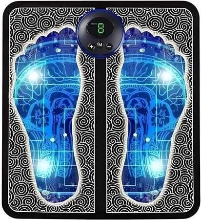 Foot Massager Feet Massage Machine ,Electronic Muscle Stimulator Massage Mat USB Rechargeable Massager (Black)