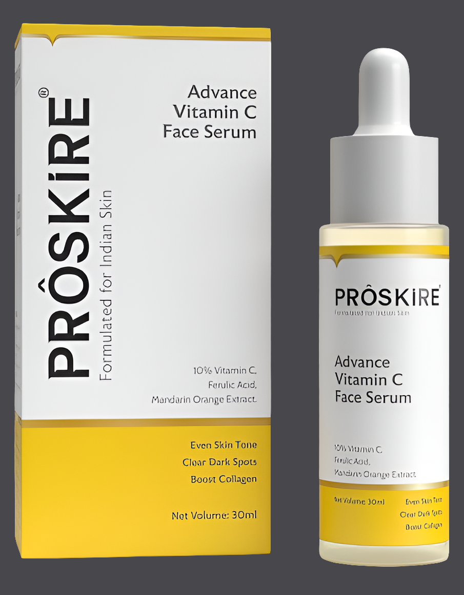 Proskire 10% Advance Vitamin C Serum With Ferulic Acid, For Dark Spots Pigmentation & Glowing Face - 30 ml (Pack of 2)