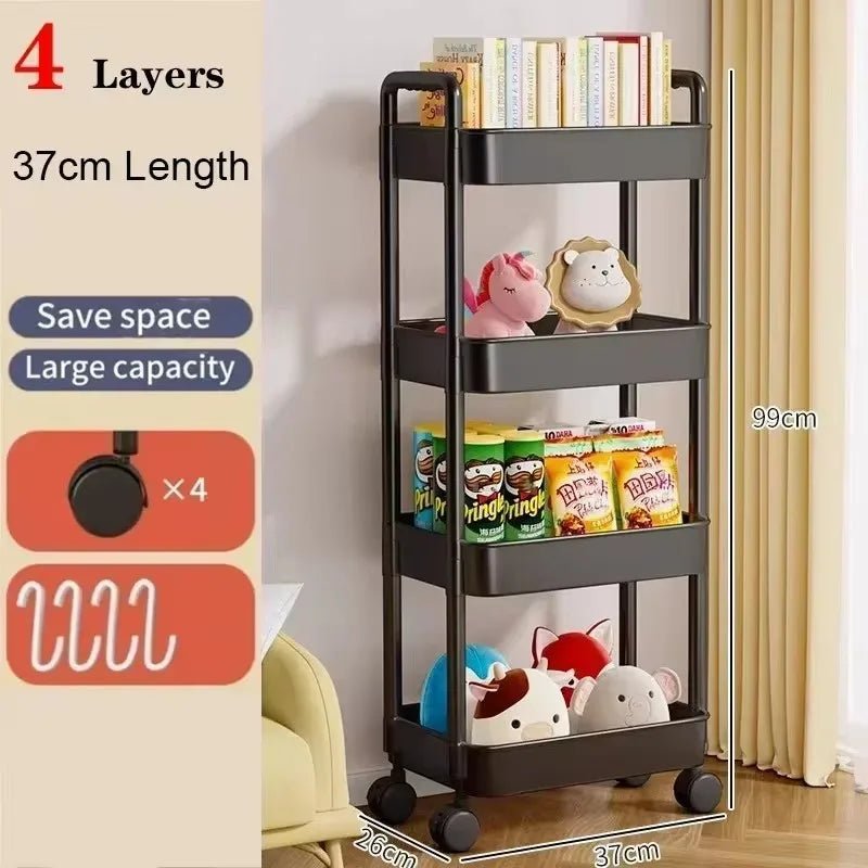 Mobile Storage Rack Trolley Bedroom Multi-Layer Storage Racks Organizer Household Kitchen Multifunctional Cart With Wheels Shelf