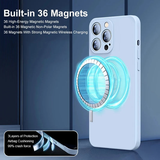 Original Magnetic For Magsafe Case For iPhone 15 14 13 12 11 Pro Max XS XR X 8 Plus Cases Liquid Silicone Wireless Charge Cover