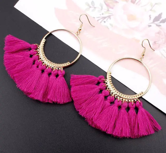 Tasselled Hoop Earrings For Women