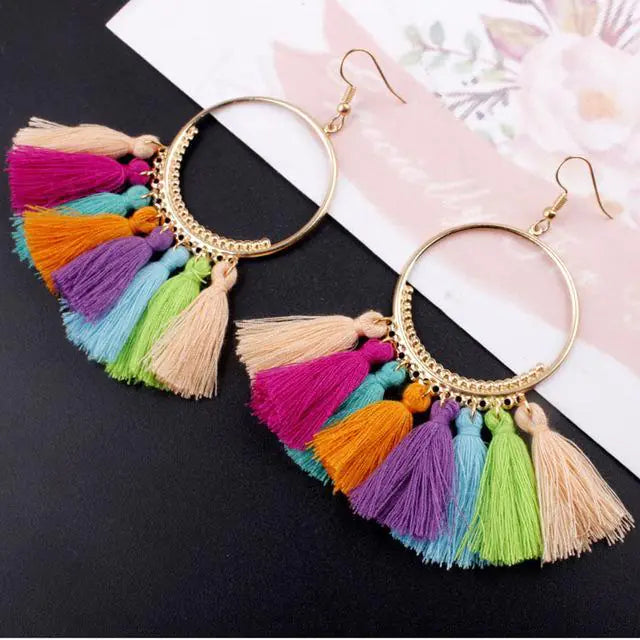 Tasselled Hoop Earrings For Women